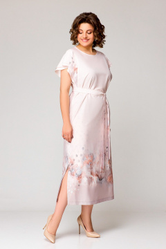 Розовое летнее платье с воланами и разрезами Swallow 751 пудрово-розовый - фото 4