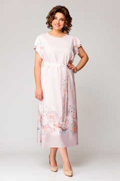 Розовое летнее платье с воланами и разрезами Swallow 751 пудрово-розовый - фото 1