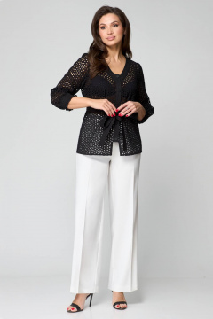 Блуза, брюки и топ для повседневного образа Мишель стиль 1201 черно-белый - фото 2