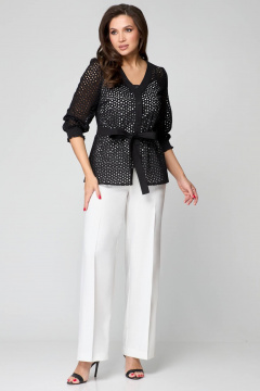 Блуза, брюки и топ для повседневного образа Мишель стиль 1201 черно-белый - фото 1