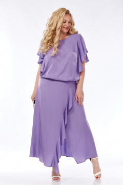 Нарядный костюм из вискозы с воланами и запахом Jurimex 3139 сирень - фото 2
