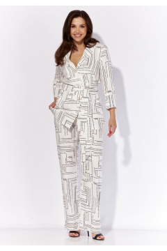 Комплект из жакета и брюк с поясом и карманами TAiER 1199-1 белый - фото 1