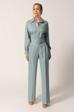 Блуза и брюки с пуговицами из льна для повседневности Golden Valley 6546 бирюзовый - фото 1