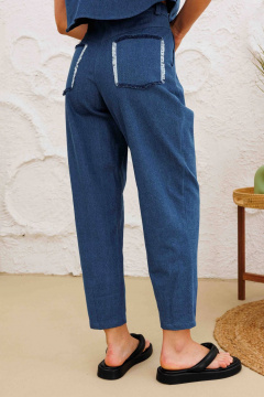 Синие брюки слоучи с накладными карманами AURA otd 4140 темно-синий деним - фото 4