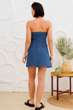 Синяя мини-юбка из хлопка с накладными карманами и застежкой-молнией AURA otd 5060 темно-синий деним - фото 5