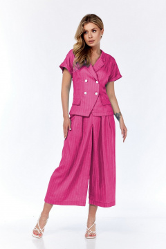 Летний костюм жакет и свободные кюлоты из льна Милора-стиль 1245 фуксия - фото 1
