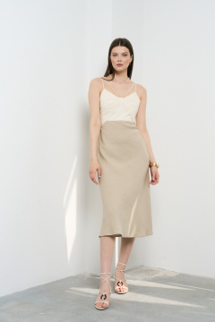 Приталенное платье на тонких бретелях с бантом из льна C. of PAPAYA NEW 1676 - фото 1