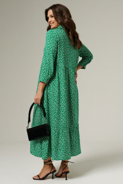 Платье из вискозы А-силуэта с пуговичной застежкой Панда 139983w зеленый - фото 2