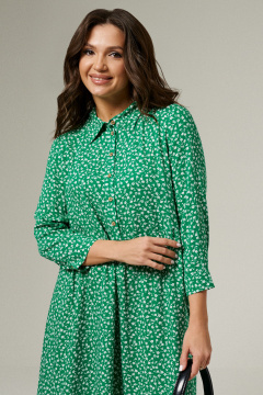 Платье из вискозы А-силуэта с пуговичной застежкой Панда 139983w зеленый - фото 3
