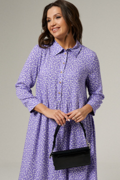 Платье из вискозы на середину голени с вырезом и пуговицами Панда 139983w фиолетовый - фото 3