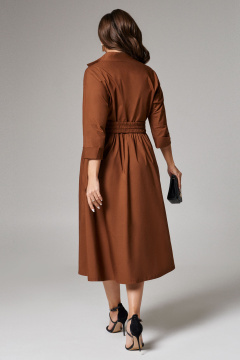 Хлопковое платье с поясом и карманами для лета Панда 141883w коричневый - фото 2