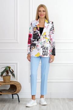 Брюки, жакет, топ Alani Collection 2111 голубой - фото 2