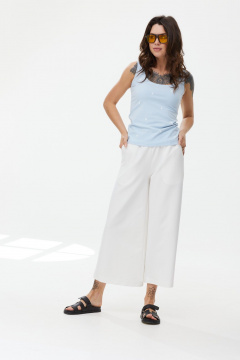 Кюлоты из хлопка с эластичным поясом и карманами MG Wear 4118 молочный - фото 3