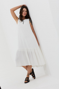 Платье свободного силуэта из шифона с валаном MG Wear 5102 молочный - фото 5