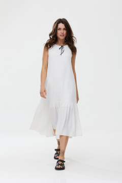 Платье свободного силуэта из шифона с валаном MG Wear 5102 молочный - фото 4