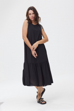 Платье из шифона с валаном и нагрудной выточкой MG Wear 5102 черный - фото 1