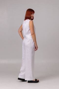 Костюм из льна топ и брюки клеш из текстиля Соджи 619 белый - фото 3