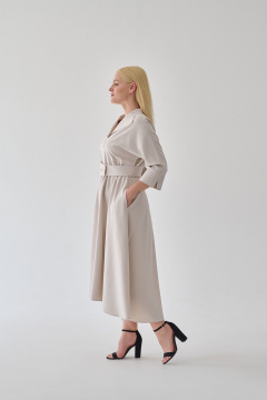 Свободное платье с V-образным вырезом и карманами Мастер Мод 672б айвори - фото 5