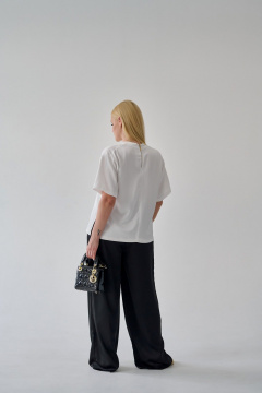 Блуза и брюки оверсайз для комфортного лета Мастер Мод 756ас чёрный/молочный - фото 2