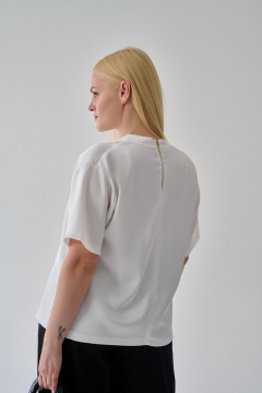 Блуза оверсайз из шелковистой ткани с молнией Мастер Мод 803ас молочный - фото 2