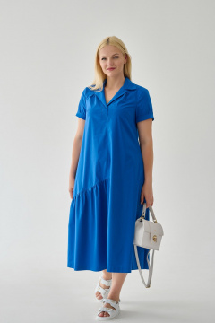 Платье хлопковое свободного силуэта с карманами Мастер Мод 821с василёк - фото 2