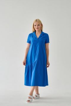 Платье хлопковое свободного силуэта с карманами Мастер Мод 821с василёк - фото 1
