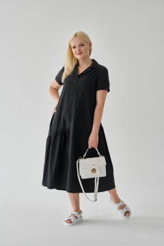 Платье из хлопка с ассиметричным кроем и карманами Мастер Мод 821с чёрный - фото 3