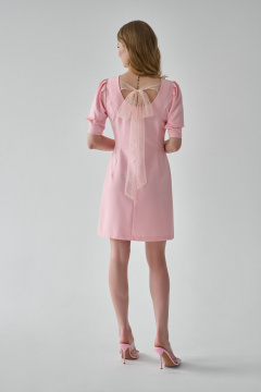 Нарядное платье из текстиля с бантом и вырезом на спине Мастер Мод 823бс пудра - фото 2