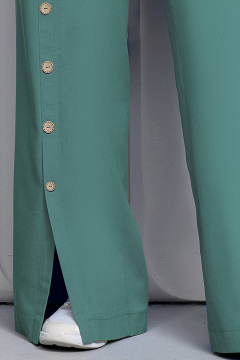 Широкие льняные брюки с косыми карманами и эластичным поясом Gold Style 2619 изумрудный - фото 4