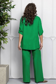 Зеленый льняной костюм: блуза и брюки для летних мероприятий Gold Style 2627 зеленый - фото 2