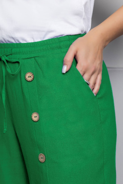 Зеленый льняной костюм: блуза и брюки для летних мероприятий Gold Style 2627 зеленый - фото 5