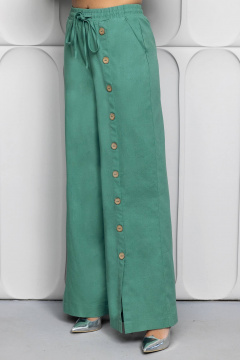 Зеленый льняной костюм: блуза и брюки для летнего стиля Gold Style 2627 изумрудный - фото 4