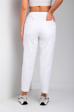 Белые летние брюки на резинке с карманами и гульфиком Liona Style 900 - фото 3