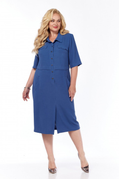 Платье летнее прямое из текстиля с кейтельными деталями Tensi 377 джинсовый - фото 3