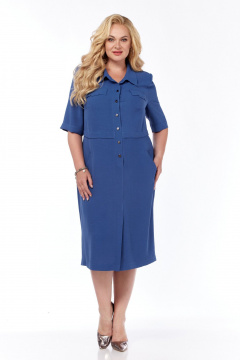 Платье летнее прямое из текстиля с кейтельными деталями Tensi 377 джинсовый - фото 2