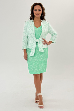 Костюм из кружево и текстиля с разрезом и бант-застежкой Condra 10110 салатовый - фото 1