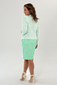 Костюм из кружево и текстиля с разрезом и бант-застежкой Condra 10110 салатовый - фото 3