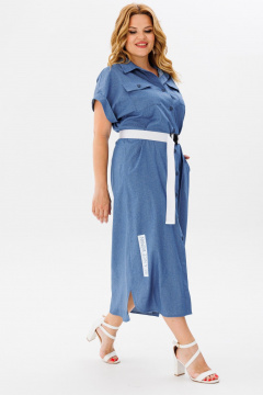 Платье рубашечного типа с карманами и разрезом Michel chic 993/2 темный_деним - фото 3