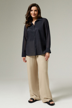 Летние широкие брюки из льняной ткани Панда 180860w бежевый - фото 1