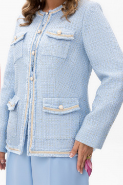 Жакет жакуз из твида в стиле Chanel с отделкой Urs 24-344-2 - фото 2