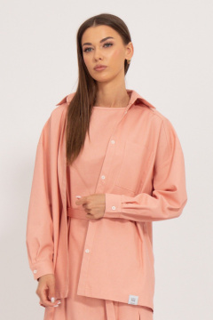 Рубашка льняная свободного силуэта с воротником стойкой Kivviwear 4073.101 - фото 1