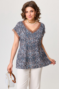 Блуза с кружевами и брюки прямого силуэта из ткани Fita 1711 мультиколор - фото 3