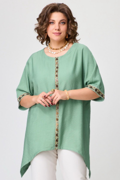 Легкая летняя туника оверсайз из текстиля Fita 20452 зеленый - фото 4