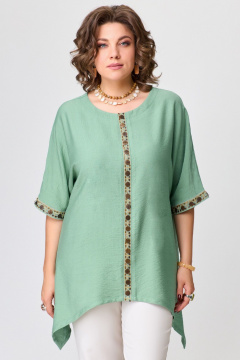 Легкая летняя туника оверсайз из текстиля Fita 20452 зеленый - фото 3