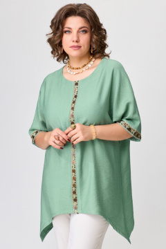 Легкая летняя туника оверсайз из текстиля Fita 20452 зеленый - фото 2