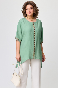 Легкая летняя туника оверсайз из текстиля Fita 20452 зеленый - фото 1