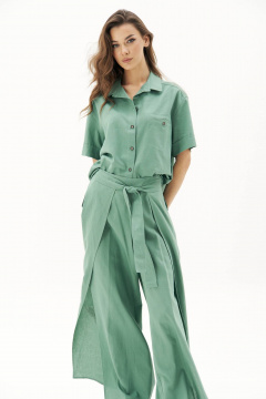 Летний комплект из льна и хлопка: рубашка и брюки прямого кроя Fantazia Mod 4804 - фото 3