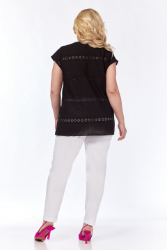 Черная летняя блузка из хлопка и льна приталенная Jurimex 3141-2 черный - фото 3