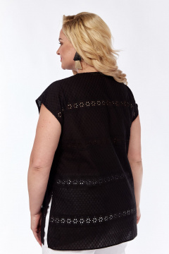 Черная летняя блузка из хлопка и льна приталенная Jurimex 3141-2 черный - фото 2