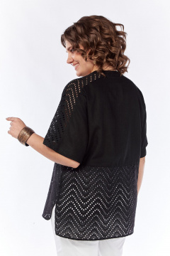 Черная свободная летняя блузка с разрезами и коротким рукавом Jurimex 3145 - фото 2